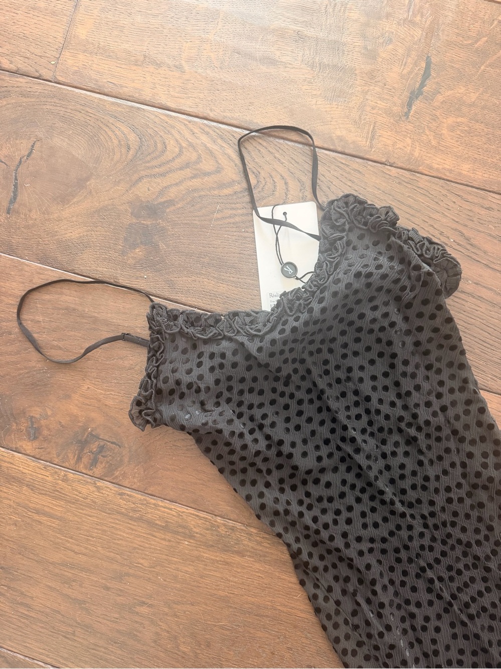 Realisation Par Black Esme Devore Spot Polka Dot Slip Maxi Dress - Picture 6 of 10